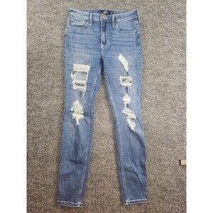 Hollister High Rise Skinny Jeans Womens Size  Blue Denim Distressed 26x27